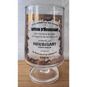 VTG Advertising Lotion D'Houbigant Stemmed Brandy Sniffer Glass Gold Accents